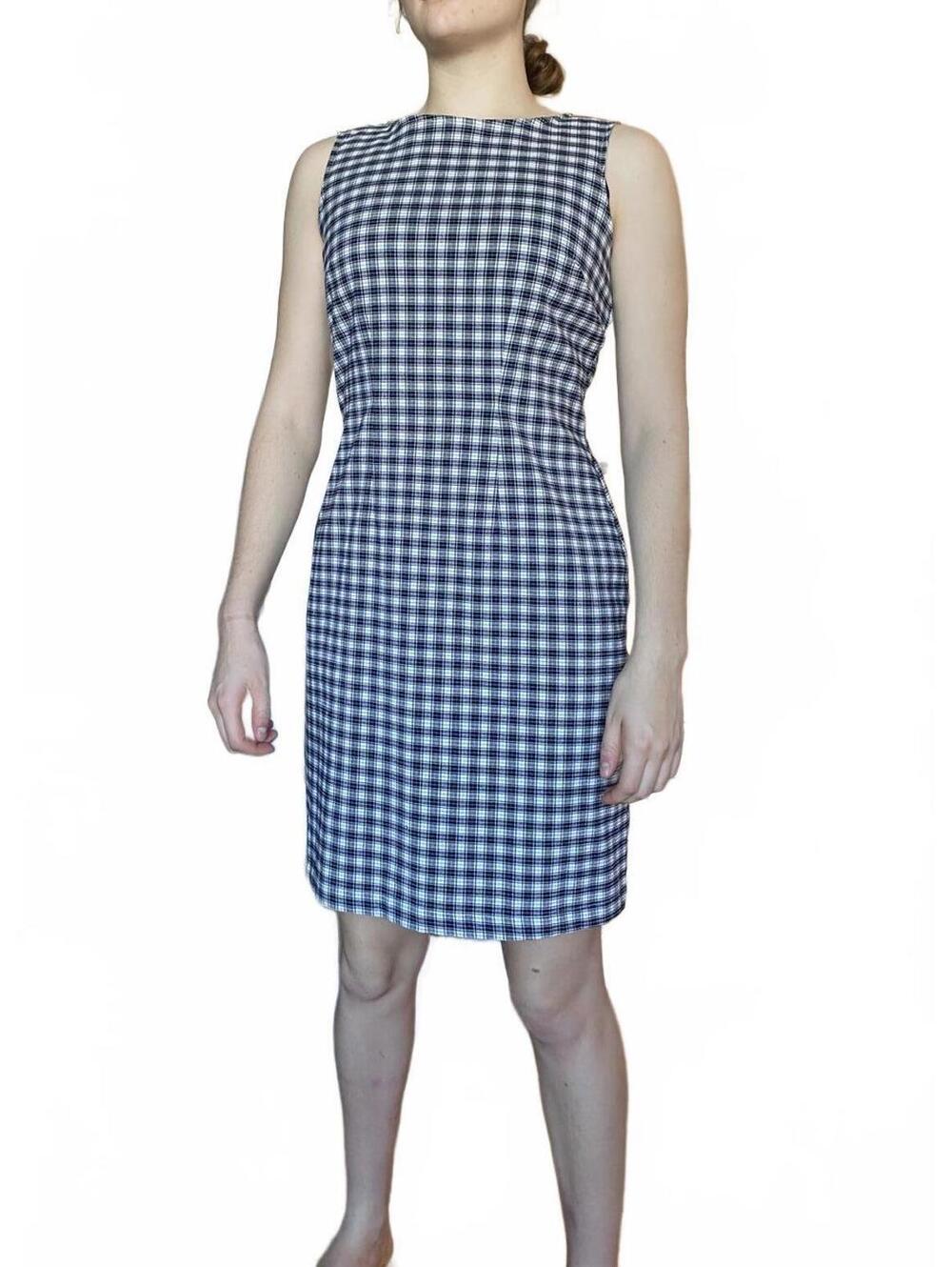 Navy Plaid Jumper Dress Tunic Size Small
